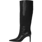 Schwarze Mango Spitze Pfennigabsatz High-Heel Stiefel ohne Verschluss für Damen Größe 36 mit Absatzhöhe bis 3cm 