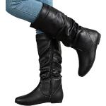 Schwarze Elegante High-Heel Stiefel mit Reißverschluss aus Lammfell Gefüttert für Damen Größe 40 für den für den Winter 
