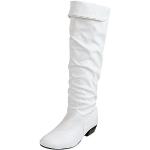 Weiße Vintage Runde Damenoverkneestiefel mit Reißverschluss aus Gummi leicht Größe 40 für den für den Winter 
