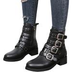 Schwarze Gothic Cowboy-Boots & Cowboystiefeletten mit Nieten aus Lammfell Gefüttert für Damen Größe 42 für den für den Winter 