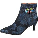 Blaue Alba Moda Pfennigabsatz High Heel Stiefeletten & High Heel Boots mit Reißverschluss aus Textil für Damen Größe 42 mit Absatzhöhe 5cm bis 7cm 