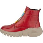 Rote Gemini Plateauabsatz Stiefeletten & Boots mit Reißverschluss aus Leder mit Absatzhöhe 5cm bis 7cm 