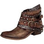 Braune Leo-Look Vintage Spitze Blockabsatz Chelsea-Boots mit Schnürsenkel aus Leder für Damen Größe 42 