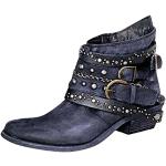Blaue Leo-Look Vintage Spitze Chelsea-Boots mit Schnürsenkel aus Leder für Damen Größe 39 