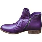 Violette Leo-Look Vintage Spitze Chelsea-Boots mit Schnürsenkel aus Leder für Damen Größe 41 