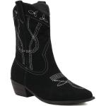 Schwarze Spitze Cowboy-Boots & Cowboystiefeletten aus Nubukleder für Damen Größe 37 für den für den Herbst 