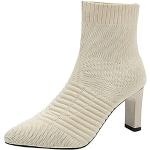 Weiße High Heel Stiefeletten & High Heel Boots mit Glitzer mit Schnürsenkel aus Leder für Damen Größe 38 für den für den Winter 