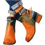 Orange Elegante Cowboy-Boots & Cowboystiefeletten aus Lammfell Gefüttert für Damen Größe 40 für den für den Winter 