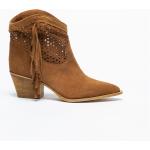 Reduzierte Kamelbraune Cowboy-Boots & Cowboystiefeletten aus Veloursleder für Damen Größe 39 mit Absatzhöhe 5cm bis 7cm 