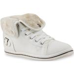 Weiße Gesteppte Stiefelparadies High Top Sneaker & Sneaker Boots mit Schnürsenkel aus Kunstfell Gefüttert für Damen Größe 42 für den für den Winter 