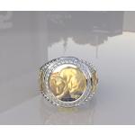 Silberne Goldringe mit Sternzeichen-Motiv aus Gold mit Diamant personalisiert für Herren 