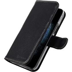 STILGUT Talis kompatibel mit iPhone 12 Mini Hülle mit Kartenfach aus Leder, Wallet Case, Handyhülle mit Fächern & Magnetverschluss - Schwarz Nappa