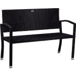 Schwarze Stilista 2-Sitzer-Gartenbänke aus Polyrattan UV-beständig Breite 50-100cm, Höhe 50-100cm, Tiefe 0-50cm 