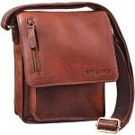 Braune Vintage STILORD Lederhandtaschen mit Reißverschluss aus Glattleder für Herren klein 