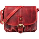Rote Vintage STILORD Lederhandtaschen mit Reißverschluss aus Glattleder für Damen klein 