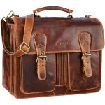 Braune Vintage STILORD Herrenlehrertaschen aus Rindsleder mit Laptopfach 