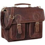 Braune Vintage STILORD Herrenlehrertaschen aus Glattleder mit Laptopfach 