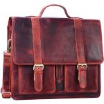 Rote Vintage STILORD Lehrertaschen mit Riemchen aus Rindsleder mit Laptopfach 