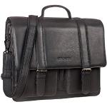Schwarze Vintage STILORD Lehrertaschen mit Riemchen aus Rindsleder mit Laptopfach 