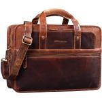 Braune Vintage STILORD Herrenlehrertaschen aus Rindsleder mit Laptopfach 