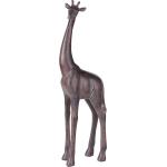 Stilvolle Dekofigur in Braun Giraffe Kunstharz 55 cm afrikanisch Manbu