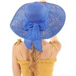 Khakifarbene Gepunktete Elegante Strohhüte aus Stroh für Damen für den für den Sommer 
