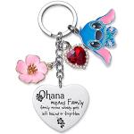 Reduzierte Lilo und Stitch Stitch Schlüsselanhänger Herz mit Ornament-Motiv aus Stahl für Damen zum Muttertag 
