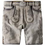 Silberne Stockerpoint Trachtenlederhosen mit Hirsch-Motiv mit Gürtel aus Leder für Herren Übergrößen 