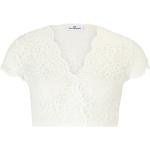 Weiße Unifarbene Stockerpoint Transparente Blusen & durchsichtige Blusen durchsichtig aus Spitze enganliegend für Damen 