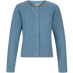 Hellblaue Gepunktete Stockerpoint Trachten-Strickjacken aus Wolle trocknergeeignet für Damen Übergrößen für den für den Herbst 