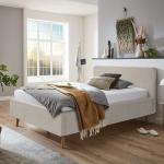 Beige Moderne Homedreams Rechteckige Polsterbetten mit Bettkasten aus Massivholz mit Stauraum 140x200 