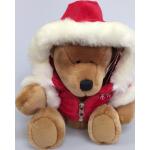 Stofftier Bär Teddy Snowflake sitzend braun mit Weihnachtsmann Jacke rot 21 cm