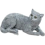 Graue 18 cm Katzenfiguren für den Garten aus Kunststein frostfest 