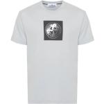 Reduzierte Hellblaue Stone Island T-Shirts aus Baumwolle für Herren Größe M 