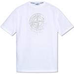 Weiße Kurzärmelige Stone Island T-Shirts für Herren Größe L 