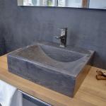 Anthrazitfarbene Aufsatzwaschbecken & Aufsatzwaschtische matt aus Stein mit Hahnloch 