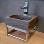 Anthrazitfarbene Handwaschbecken & Gäste-WC-Waschtische Matte aus Edelstahl mit Hahnloch 
