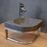 Anthrazitfarbene Handwaschbecken & Gäste-WC-Waschtische matt aus Stein mit Hahnloch 
