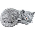 Bunte 18 cm Katzenfiguren für den Garten aus Kunststein frostfest 