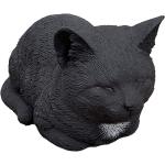 Schwarze 20 cm Katzenfiguren für den Garten aus Kunststein wetterfest 