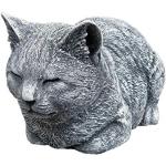 Graue 20 cm Katzenfiguren für den Garten aus Kunststein wetterfest 