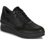 Reduzierte Schwarze Stonefly Low Sneaker aus Leder für Damen Größe 37 mit Absatzhöhe 5cm bis 7cm 