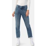 Blaue Unifarbene Vintage Stooker Slim Fit Jeans mit Reißverschluss aus Baumwolle für Damen Weite 40, Länge 30 