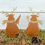 Braune Rustikale 9 cm Außen-Weihnachtssterne mit Tiermotiv aus Edelrost 