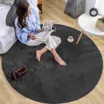 Graue Runde Runde Teppiche 90 cm aus Kunststoff 