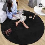 Schwarze Allergiker Runde Runde Teppiche 110 cm matt aus Fell 