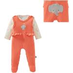 Orange Gepunktete Bornino Strampler mit Shirt mit Rüschen aus Baumwolle für Babys Größe 56 