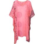 Pinke Batik Ethno SUNFLAIR V-Ausschnitt Sommerkleider für Damen Größe XL 
