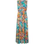 Türkise Blumenmuster Ärmellose Alba Moda V-Ausschnitt Wickelkleider aus Jersey für Damen für den für den Sommer 