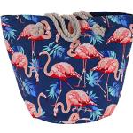 matrasa Strandtasche Flamingo Beach mit Druckknopf- Badetasche Shopper Tasche 51x30x36 blau